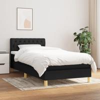 Boxspring met matras stof zwart 120x190 cm - thumbnail