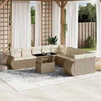 11-delige Tuinset met kussens poly rattan beige - thumbnail