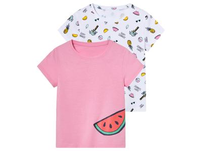 lupilu 2 Kinder T-shirts (roze/wit, 122/128)