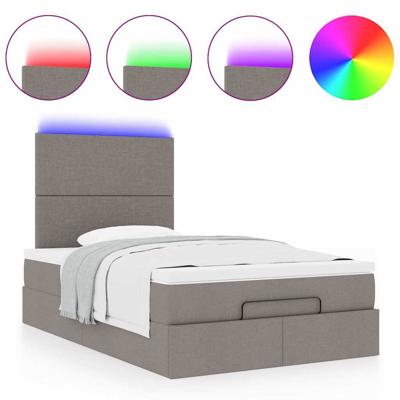 Ottoman bed met matras en LED's 120x200cm stof taupe