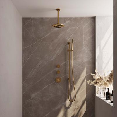 Regendoucheset Inbouw Brauer Gold Edition Thermostatisch 20 cm met Plafondarm, Glijstang en Handdouche Staaf Losse Stopkranen Geborsteld Goud Brauer Regendoucheset Inbouw Brauer Gold Edition Thermostatisch 20 cm met Plafondarm, Glijstang en Handdouche Staaf Losse Stopkranen Geborsteld Goud Brauer