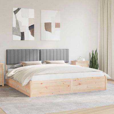 Bedframe met Gevoerd Hoofdgedeelte Lichtgrijs 200 x 200 cm