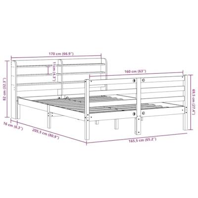 Bedframe met hoofdbord massief grenenhout 160x200 cm