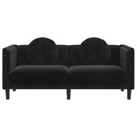 Bank met kussens 2-zits fluweel zwart - thumbnail