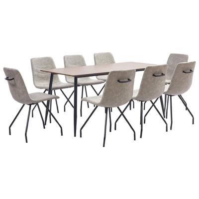 vidaXL 9-delige Eethoek kunstleer grijs vidaXL 9-delige Eethoek kunstleer grijs