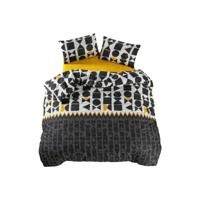 Beddengoedset - 1 dekbedovertrek 220 x 240 cm + 2 kussenslopen 60 x 60 cm - 100% versterkt katoen - Zwart - thumbnail