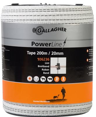 Gallagher PowerLine lint 20mm wit 200m - 106236 106236