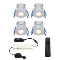 Set van 4 Milano inbouwspots 12V - IP65 waterdicht - 2700K warm wit - 3 Watt 200 lumen - RVS - Verandaverlichting - Dimbaar - thumbnail