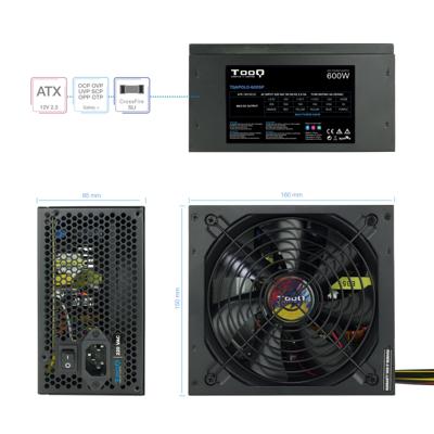 Voedingsbron TooQ TQAPOLO-600SP ATX 600 W CE - RoHS - thumbnail