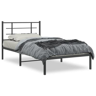 Bedframe met hoofdbord metaal zwart 107x203 cm Bedframe met hoofdbord metaal zwart 107x203 cm