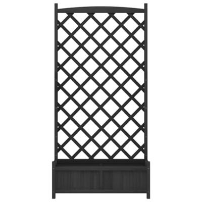 Plantenbak met latwerk massief vurenhout zwart Plantenbak met latwerk massief vurenhout zwart