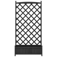 Plantenbak met latwerk massief vurenhout zwart - thumbnail