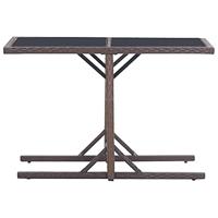 Tuintafel 110x53x72 cm glas en poly rattan bruin - thumbnail