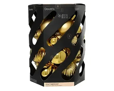 Decoris kerstbalmix plastic d20cm 40st goud