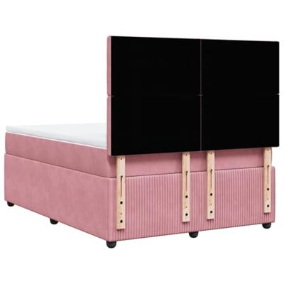 Boxspring met matras fluweel roze 140x200 cm
