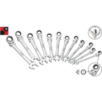Vigor V2818 Steek-ringratelsleutelset 12-delig Sleutelbreedte (metrisch) 8 - 19 mm