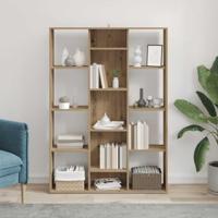 Kamerscherm/boekenkast 100x24x140 cm bewerkt hout eikenkleurig - thumbnail