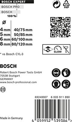 Bosch Accessories EXPERT CYL-9 MultiConstruction 2608900645 Multifunctionele boorset 4-delig 4 mm, 5 mm, 6 mm, 8 mm Cilinderschacht 4 stuk(s)