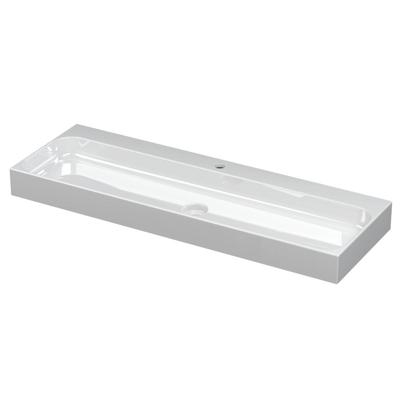 INK Unit Wastafel Porselein met 1 Kraangat incl. Porseleinen Click Plug - 1200x400x100 mm - Glans Wit