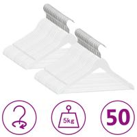 50-delige Kledinghangerset anti-slip hardhout wit - thumbnail