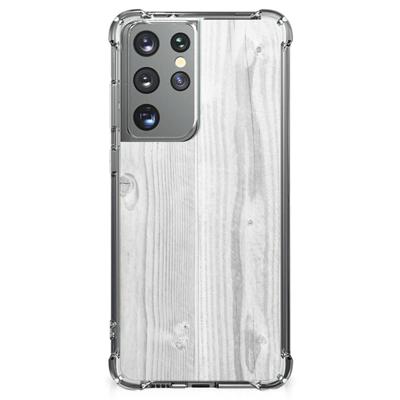Samsung Galaxy S21 Ultra Stevig Telefoonhoesje White Wood Samsung Galaxy S21 Ultra Stevig Telefoonhoesje White Wood