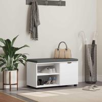 Halbank met kussen Effen Wit 80 x 38 x 46 cm - thumbnail