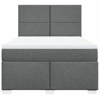 Boxspring met matras stof donkergrijs 140x200 cm - thumbnail