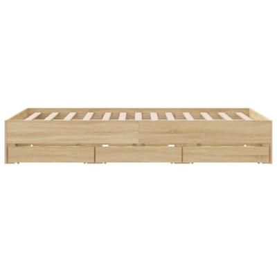 Bedframe met lades bewerkt hout sonoma eikenkleurig 150x200 cm