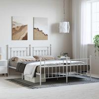 Bedframe met hoofd- en voeteneinde metaal wit 183x213 cm - thumbnail