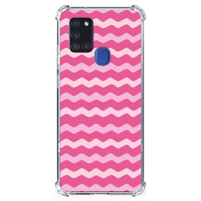 Samsung Galaxy A21s Doorzichtige Silicone Hoesje Waves Pink Samsung Galaxy A21s Doorzichtige Silicone Hoesje Waves Pink
