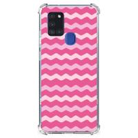 Samsung Galaxy A21s Doorzichtige Silicone Hoesje Waves Pink - thumbnail
