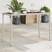 Tuintafel met glazen blad 115x54x74 cm poly rattan lichtgrijs - thumbnail