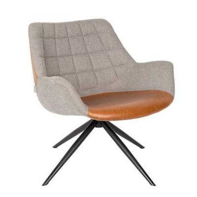 Zuiver Draaifauteuil 'Doulton' PU en stof, kleur Grijs/Bruin