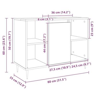 Badkamerkast 80x33x60 cm bewerkt hout sonoma eikenkleurig