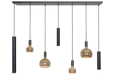 Ztahl Hanglamp Riva 7 lichts rechthoekig 145 cm zwart