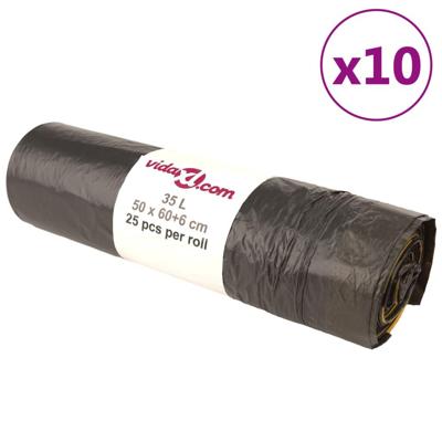 VidaXL Vuilniszakken met trekkoorden 250 st 35 l zwart VidaXL Vuilniszakken met trekkoorden 250 st 35 l zwart