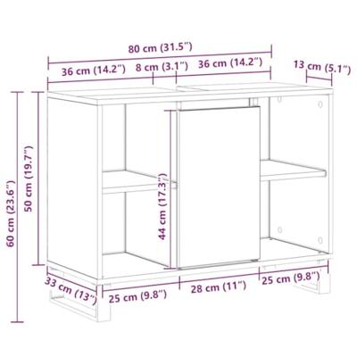 Badkamerkast met plank artisanaal eikenkleurig 80 x 33 x 60 cm