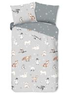 Good Morning Kinderdekbedovertrek "dieren in winterthema" - Grijs - (140x200/220 cm) - Katoen Flanel - thumbnail