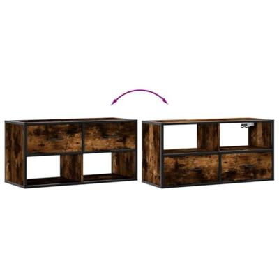 Tv-meubel 80x31x39,5cm bewerkt hout metaal gerookt eikenkleurig