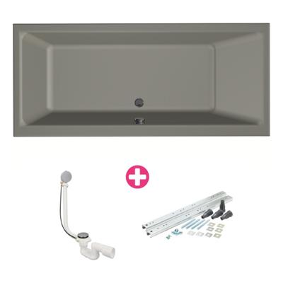 Ligbad Xenz Kristal | Inbouw | 170x75 cm | Incl.Badafvoer | Met overloop | Acryl | Cement mat