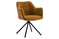 Bureaustoel VERONA mosterdgeel fluweel structuurstof met armleuning zwart metalen poten - 44157 - thumbnail