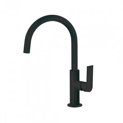 Wastafelmengkraan Tres Loft 1-Hendel Uitloop Gebogen 20 cm Rond Mat Zwart Tres