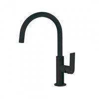 Wastafelmengkraan Tres Loft 1-Hendel Uitloop Gebogen 20 cm Rond Mat Zwart Tres - thumbnail