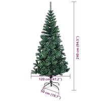 VidaXL Kunstmatig voorverlicht kerstboom groen 240 cm pvc en metaal - thumbnail