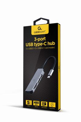 USB Type-C 3-poorts USB-hub (USB3.1 + USB 2.0) met kaartlezer
