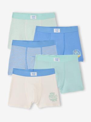 Set van 5 boxershorts voor jongens met surfprint blauw
