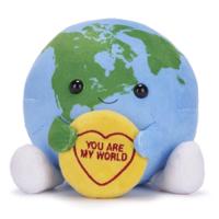 Love Hearts Aarde knuffel - You are my world - 18 cm - thumbnail