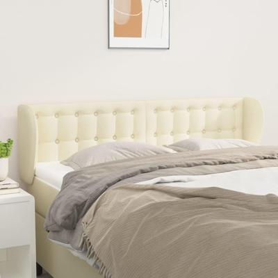 Hoofdbord met randen 147x23x78/88 cm kunstleer crèmekleurig