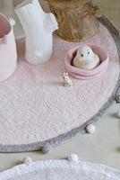 Rond afwasbaar katoenen tapijt met pompons LORENA CANALS rozen - thumbnail