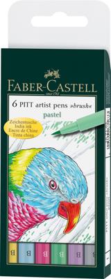 Faber Castell Tekenstift Pitt Artist Pen Brush - etui 6 stuks - pastel